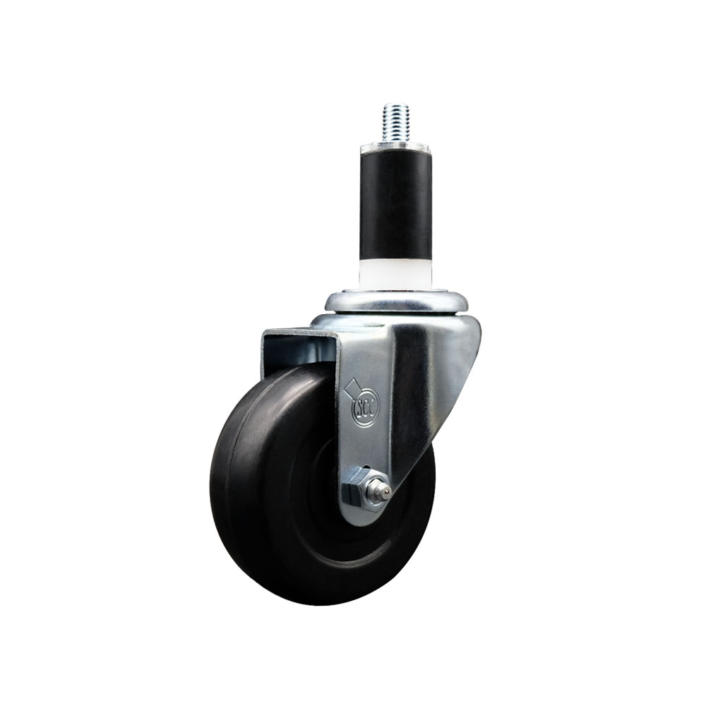 Soft Rubber Expanding Stem Swivel Caster with 3.5 Inch Black Wheel and 1-3/8" Stem - 200 lbs. Capacity Per Caster - Service Caster Brand — photo 1