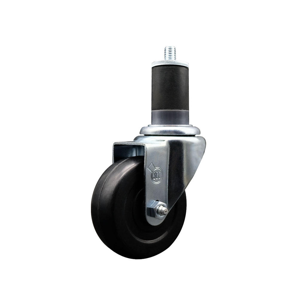 Soft Rubber Expanding Stem Swivel Caster with 3.5 Inch Black Wheel and 1-5/8" Stem - 200 lbs. Capacity Per Caster - Service Caster Brand — photo 1