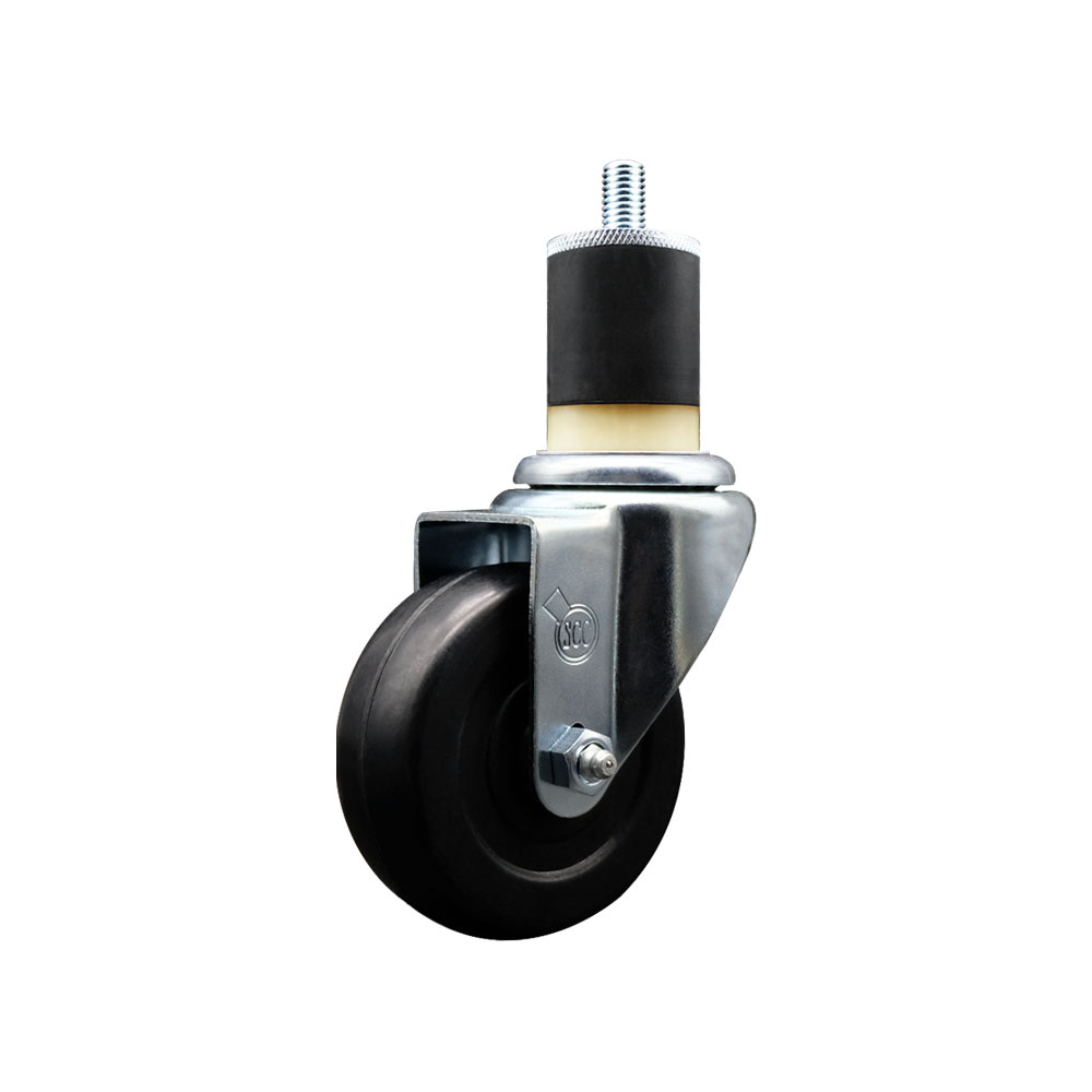 Soft Rubber Expanding Stem Swivel Caster with 3.5 Inch Black Wheel and 1-7/8" Stem - 200 lbs. Capacity Per Caster - Service Caster Brand — photo 1