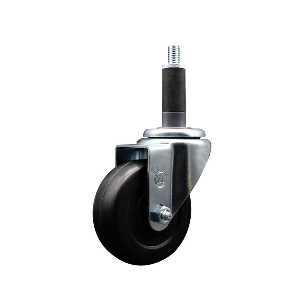 Soft Rubber Expanding Stem Swivel Caster with 3.5 Inch Black Wheel and 1" Stem - 200 lbs. Capacity Per Caster - Service Caster Brand — photo 1