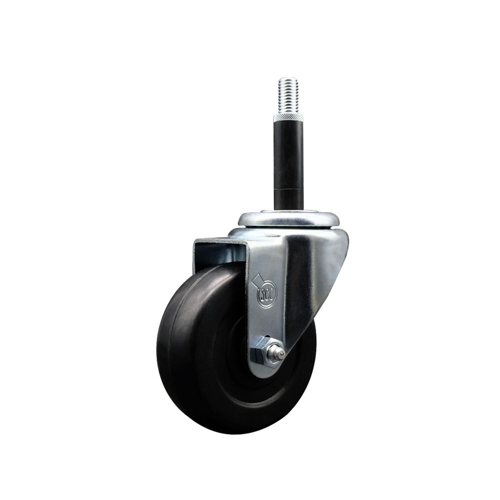 Soft Rubber Expanding Stem Swivel Caster with 3.5 Inch Black Wheel and 3/4" Stem - 200 lbs. Capacity Per Caster - Service Caster Brand — photo 1
