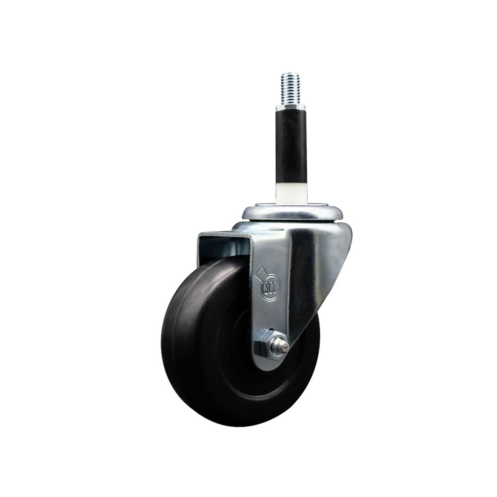 Stainless Steel Hard Rubber Swivel Expanding Stem Caster w/3.5" x 1.25" Black Wheel and 7/8" Stem - 285 lbs Capacity/Caster - Service Caster Brand — photo 1