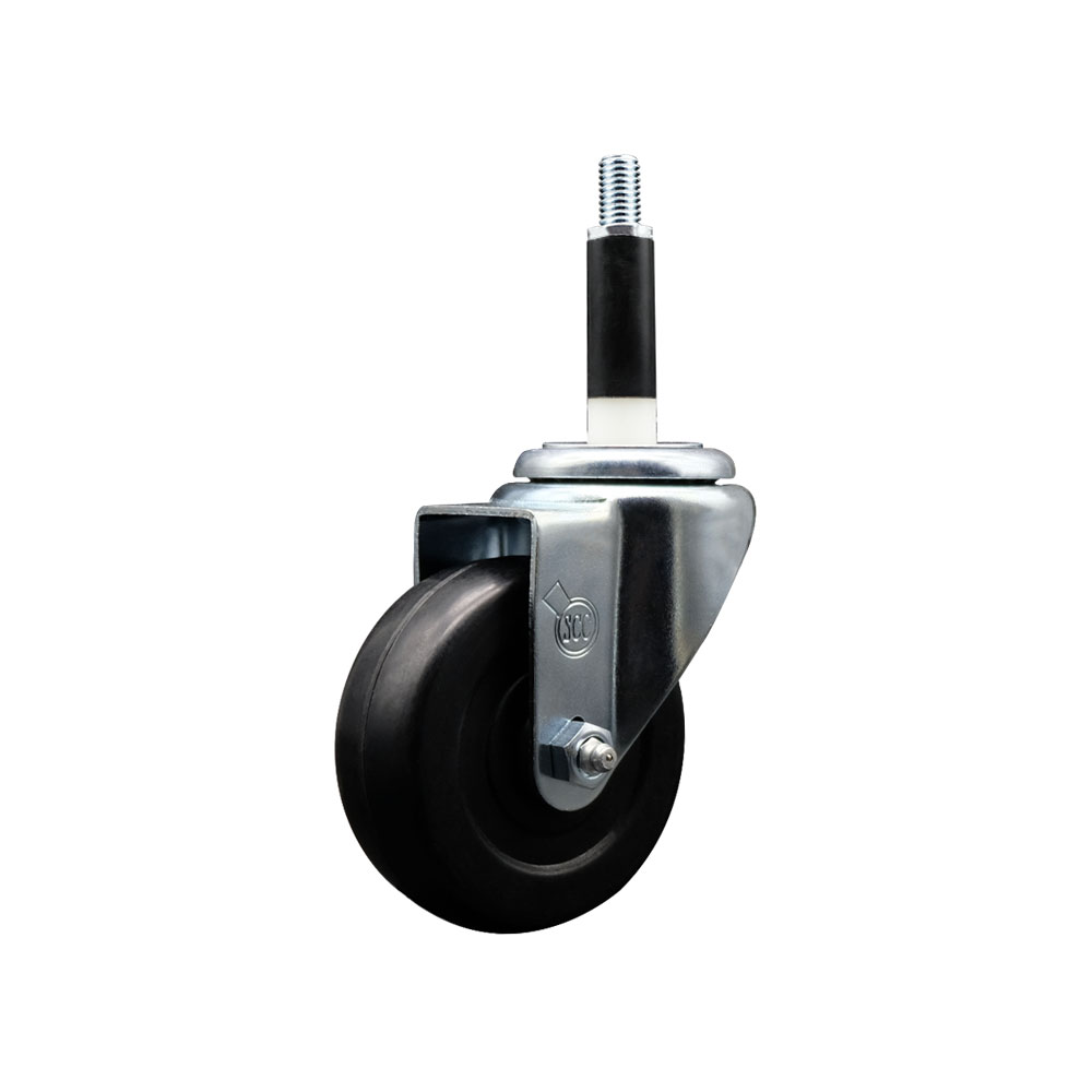 Hard Rubber Swivel Expanding Stem Caster w/3.5" x 1.25" Black Wheel and 7/8" Stem - 285 lbs Capacity/Caster - Service Caster Brand — photo 1