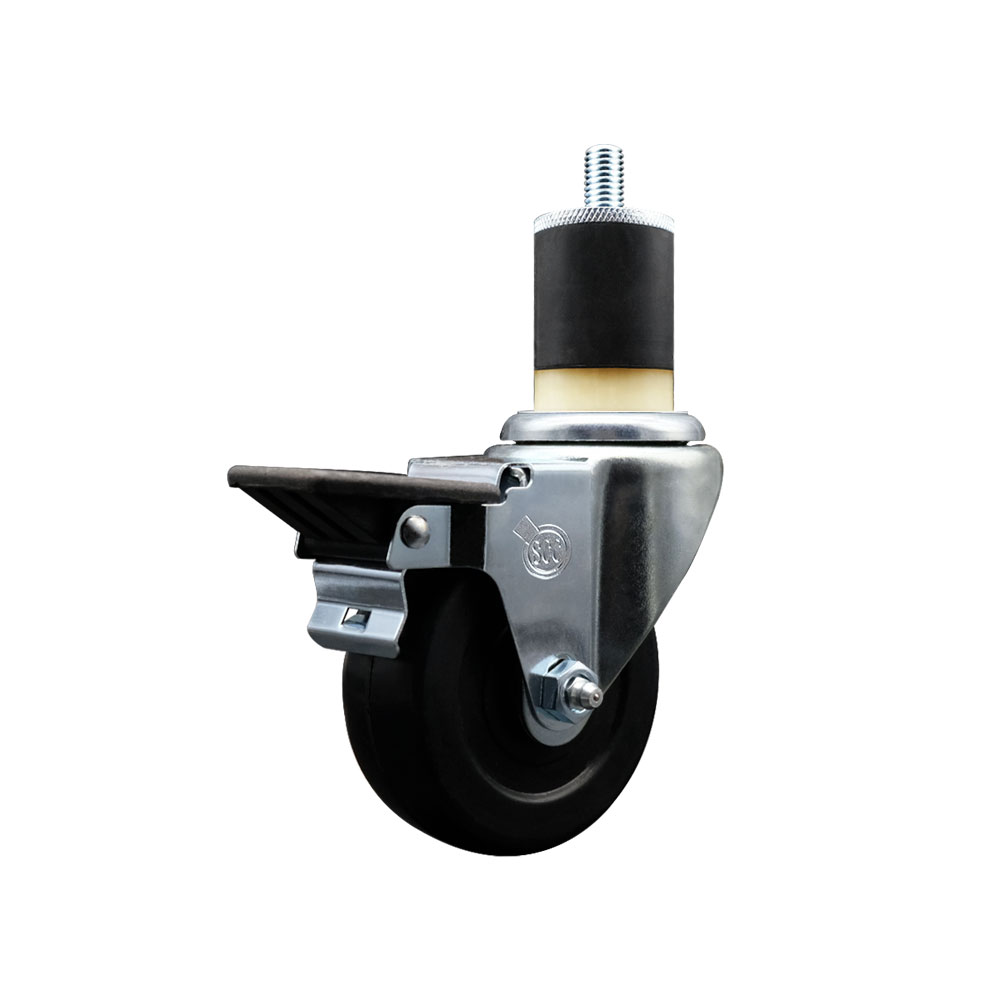 Hard Rubber Swivel Expanding Stem Caster w/3.5" x 1.25" Black Wheel and 1-7/8" Stem & Posi Locking Brake - 285 lbs Capacity/Caster - Service Caster Brand — photo 1