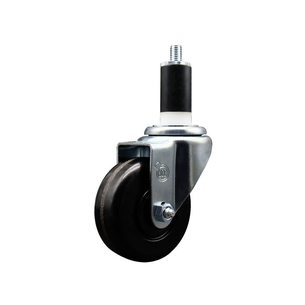 Phenolic Swivel Expanding Stem Caster w/Roller Bearing - 3.5" x 1.25" Black Wheel and 1-3/8" Stem - 300 lbs Capacity/Caster - Service Caster Brand — photo 1
