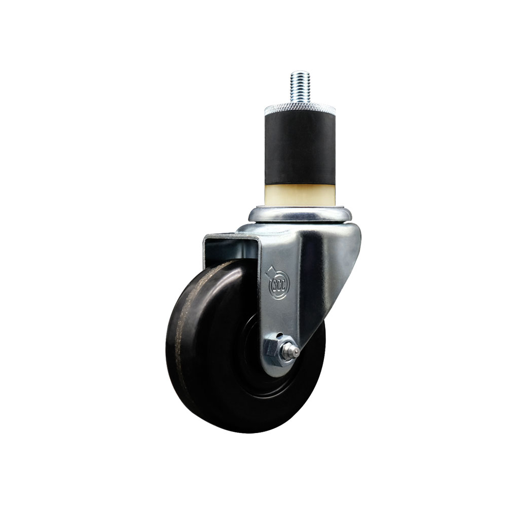 Phenolic Swivel Expanding Stem Caster w/Roller Bearing - 3.5" x 1.25" Black Wheel and 1-7/8" Stem - 300 lbs Capacity/Caster - Service Caster Brand — photo 1