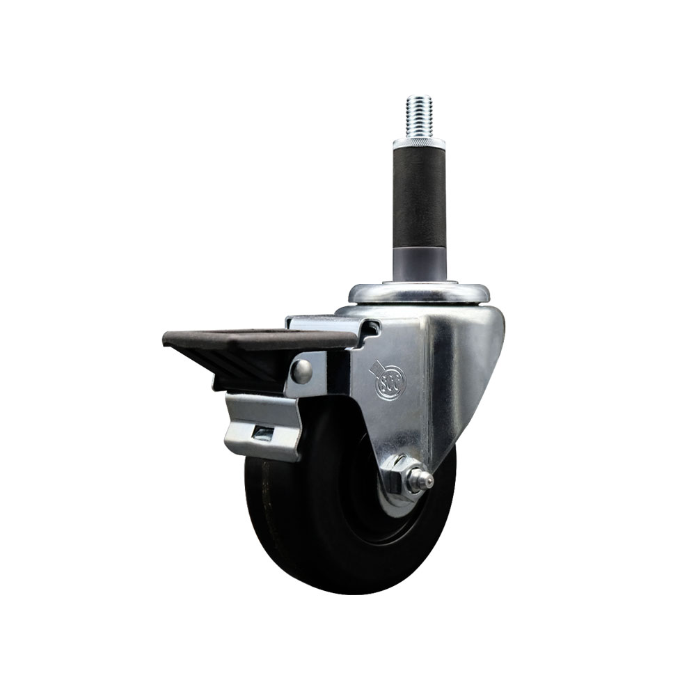 Phenolic Swivel Expanding Stem Swivel Caster with 3-1/2 Inch Black Wheel and 1" Stem & Posi Locking Brake - 300 lbs. Capacity Per Caster - Service Caster Brand — photo 1