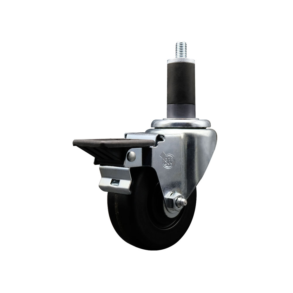 Phenolic Swivel Expanding Stem Swivel Caster with 3-1/2 Inch Black Wheel and 1-1/4" Stem & Posi Locking Brake - 300 lbs. Capacity Per Caster - Service Caster Brand — photo 1