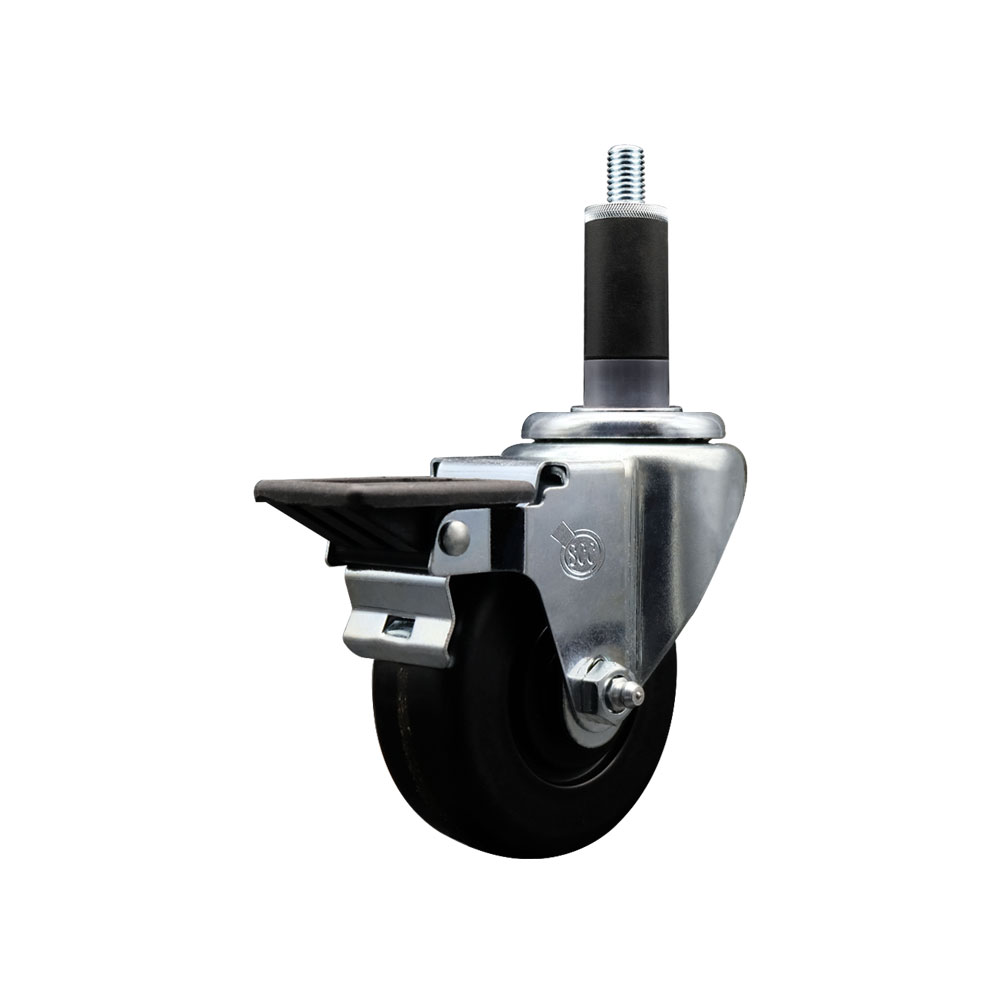 Phenolic Swivel Expanding Stem Swivel Caster with 3-1/2 Inch Black Wheel and 1-1/8" Stem & Posi Locking Brake - 300 lbs. Capacity Per Caster - Service Caster Brand — photo 1