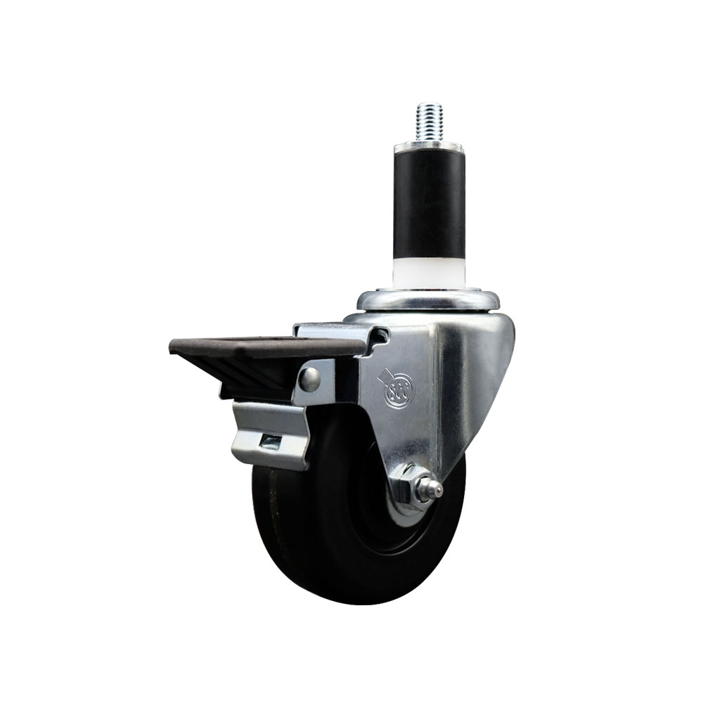 Phenolic Swivel Expanding Stem Swivel Caster with 3-1/2 Inch Black Wheel and 1-3/8" Stem & Posi Locking Brake - 300 lbs. Capacity Per Caster - Service Caster Brand — photo 1