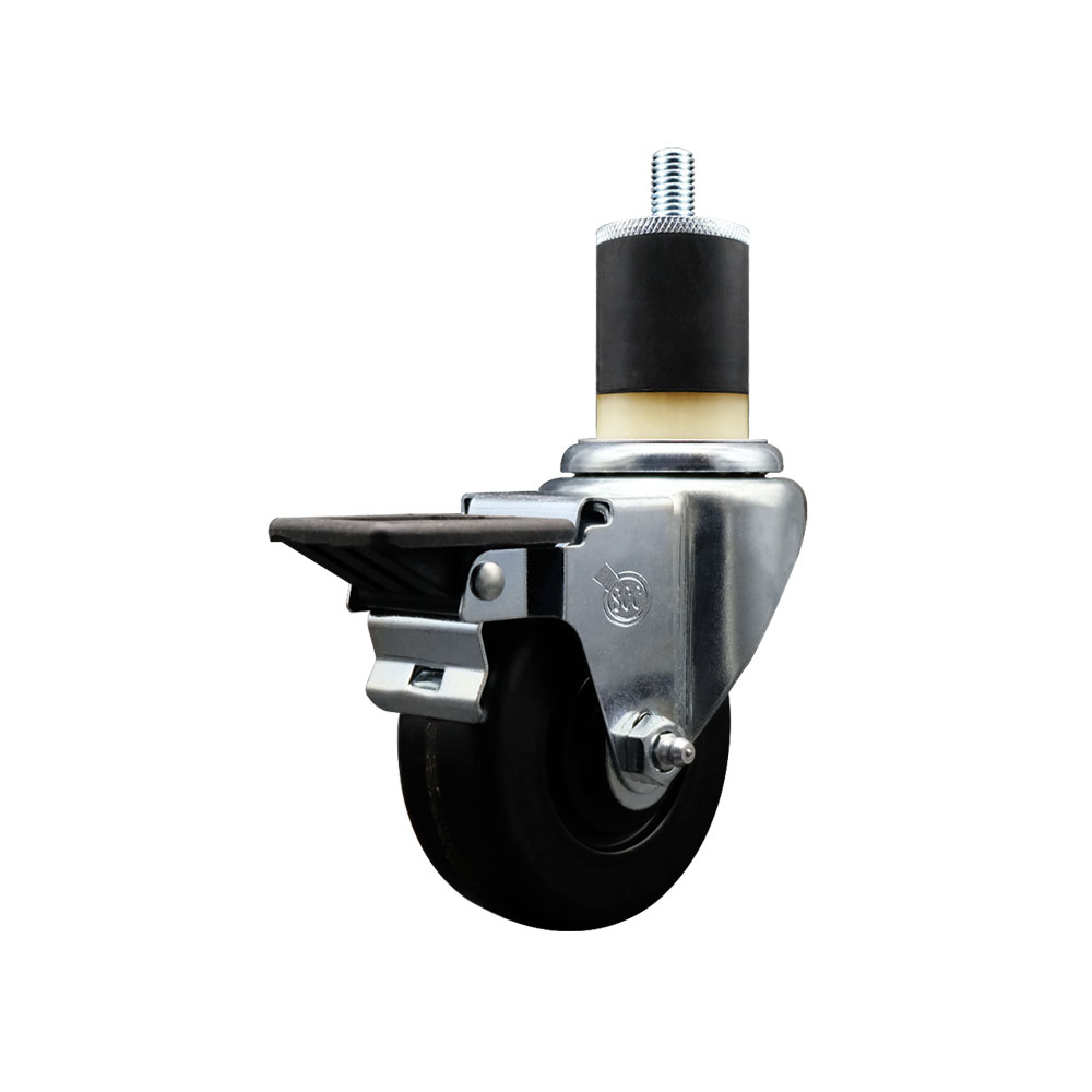 Phenolic Swivel Expanding Stem Swivel Caster with 3-1/2 Inch Black Wheel and 1-7/8" Stem & Posi Locking Brake - 300 lbs. Capacity Per Caster - Service Caster Brand — photo 1