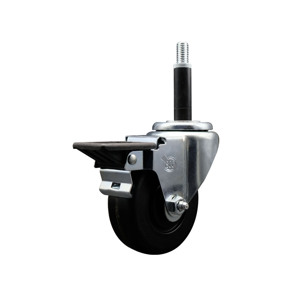 Phenolic Swivel Expanding Stem Swivel Caster with 3-1/2 Inch Black Wheel and 3/4" Stem & Posi Locking Brake - 300 lbs. Capacity Per Caster - Service Caster Brand — photo 1