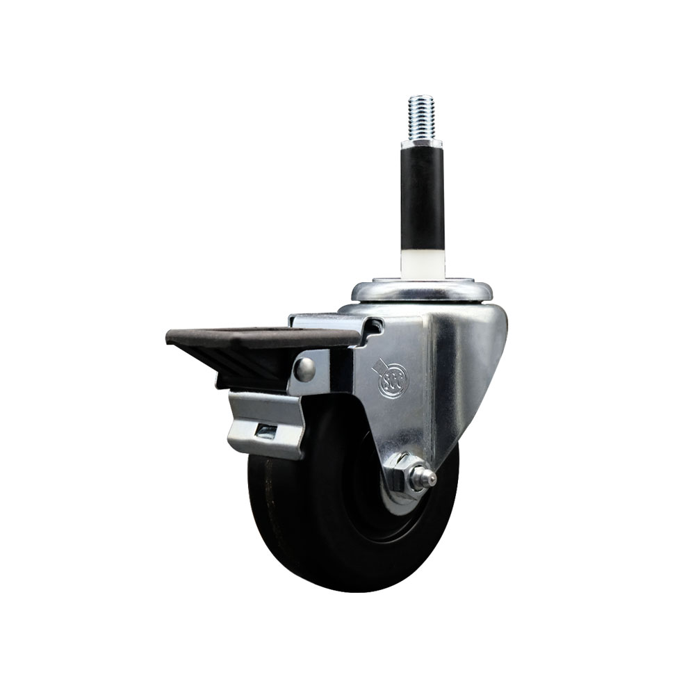 Phenolic Swivel Expanding Stem Swivel Caster with 3-1/2 Inch Black Wheel and 7/8" Stem & Posi Locking Brake - 300 lbs. Capacity Per Caster - Service Caster Brand — photo 1