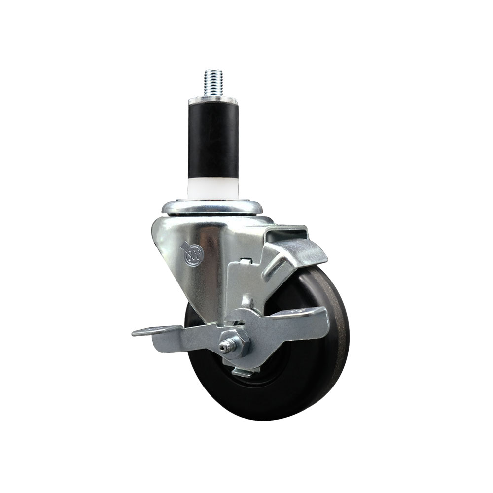 Phenolic Swivel Expanding Stem Swivel Caster with 3-1/2 Inch Black Wheel and 1-3/8" Stem & Top Locking Brake - 300 lbs. Capacity Per Caster - Service Caster Brand — photo 1