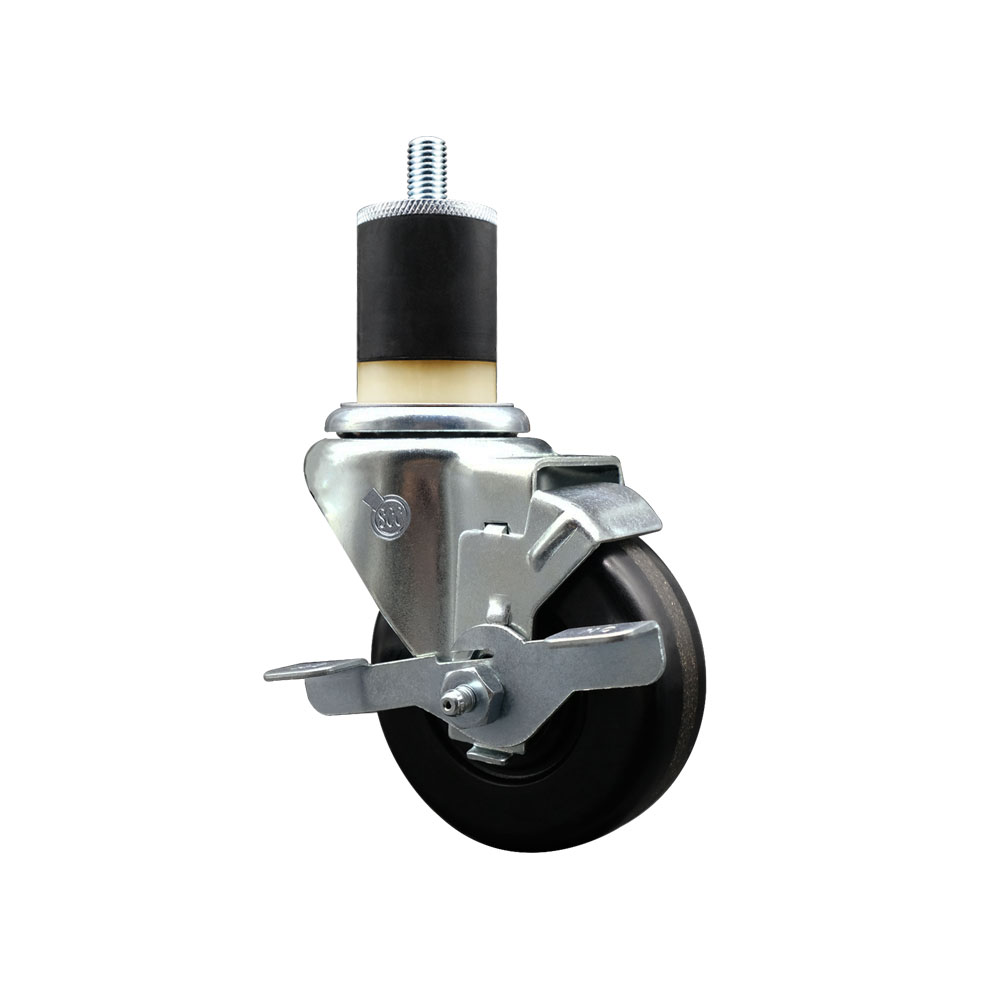 Phenolic Swivel Expanding Stem Swivel Caster with 3-1/2 Inch Black Wheel and 1-7/8" Stem & Top Locking Brake - 300 lbs. Capacity Per Caster - Service Caster Brand — photo 1