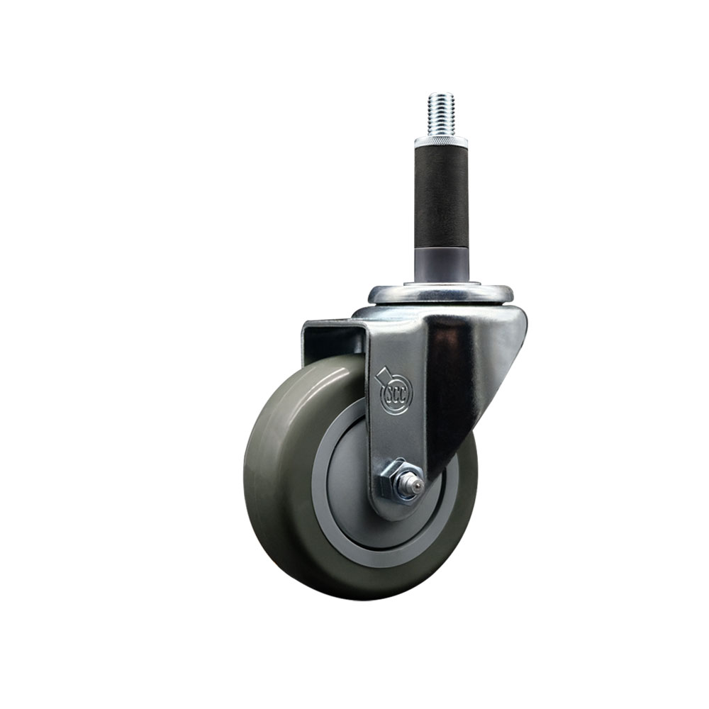 Stainless Steel Polyurethane Expanding Stem Swivel Caster with 3.5 Inch Gray Wheel and 1" Stem - 300 lbs. Capacity Per Caster - Service Caster Brand — photo 1