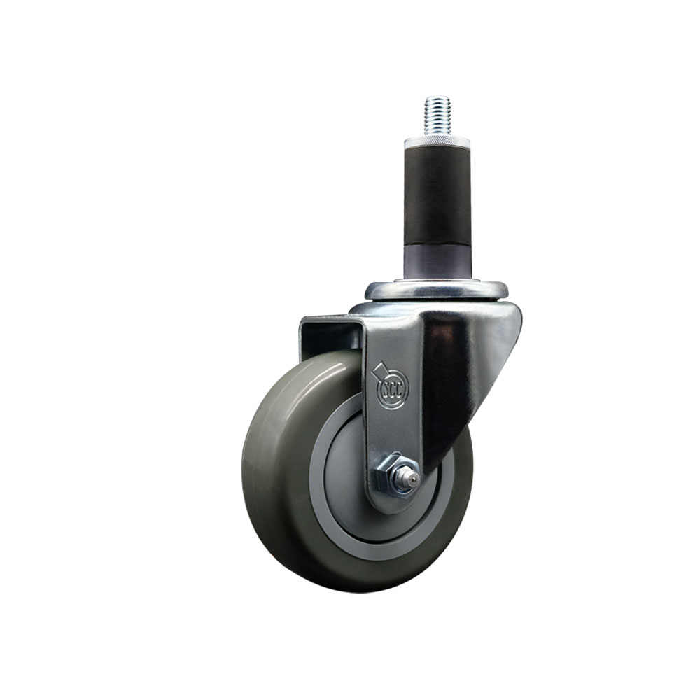 Polyurethane Expanding Stem Swivel Caster with 3.5 Inch Gray Wheel and 1-1/4" Stem - 300 lbs. Capacity Per Caster - Service Caster Brand — photo 1