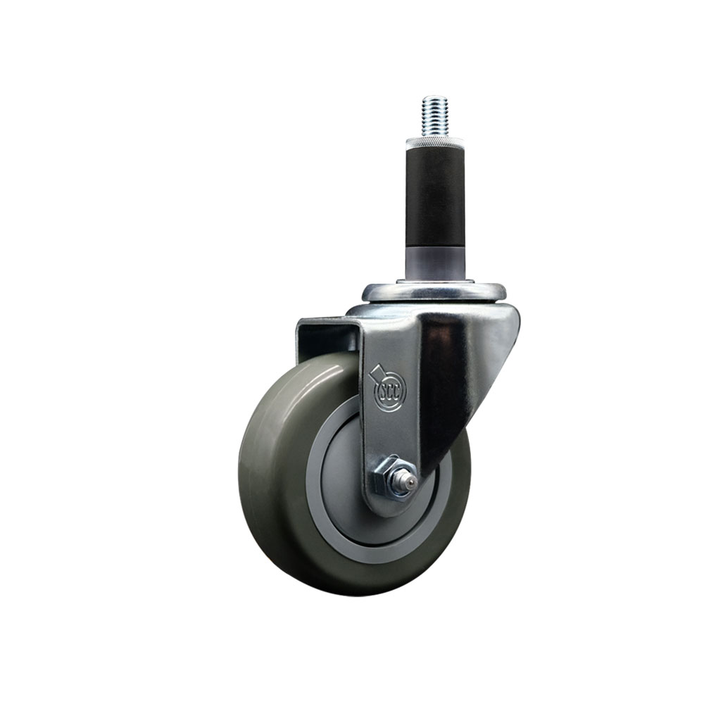 Polyurethane Expanding Stem Swivel Caster with 3.5 Inch Gray Wheel and 1-1/8" Stem - 300 lbs. Capacity Per Caster - Service Caster Brand — photo 1