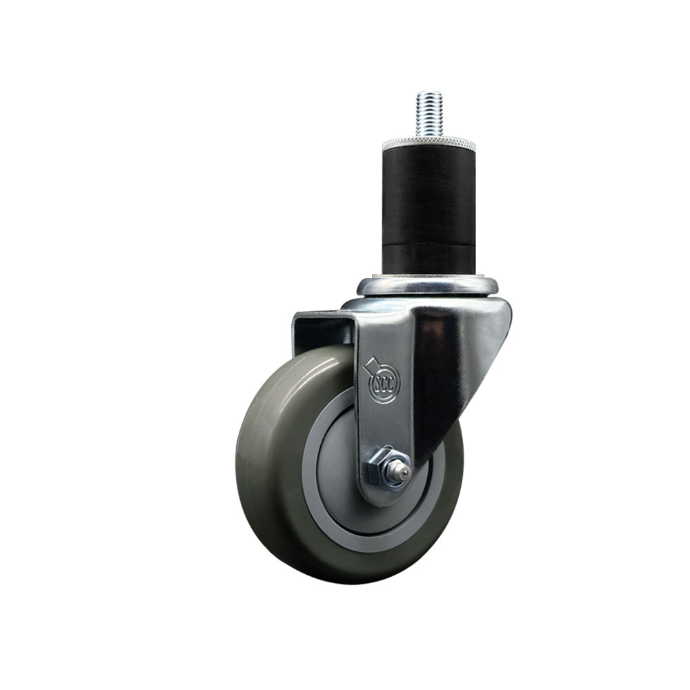 Polyurethane Expanding Stem Swivel Caster with 3.5 Inch Gray Wheel and 1-3/4" Stem - 300 lbs. Capacity Per Caster - Service Caster Brand — photo 1