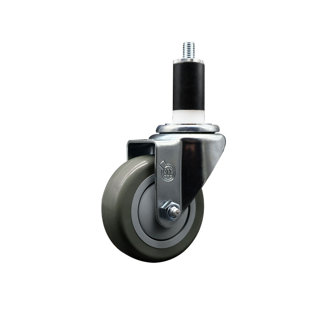 Polyurethane Expanding Stem Swivel Caster with 3.5 Inch Gray Wheel and 1-3/8" Stem - 300 lbs. Capacity Per Caster - Service Caster Brand — photo 1