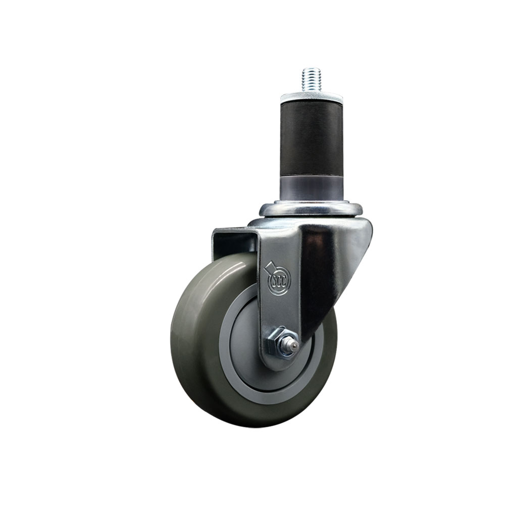Stainless Steel Polyurethane Expanding Stem Swivel Caster with 3.5 Inch Gray Wheel and 1-5/8" Stem - 300 lbs. Capacity Per Caster - Service Caster Brand — photo 1