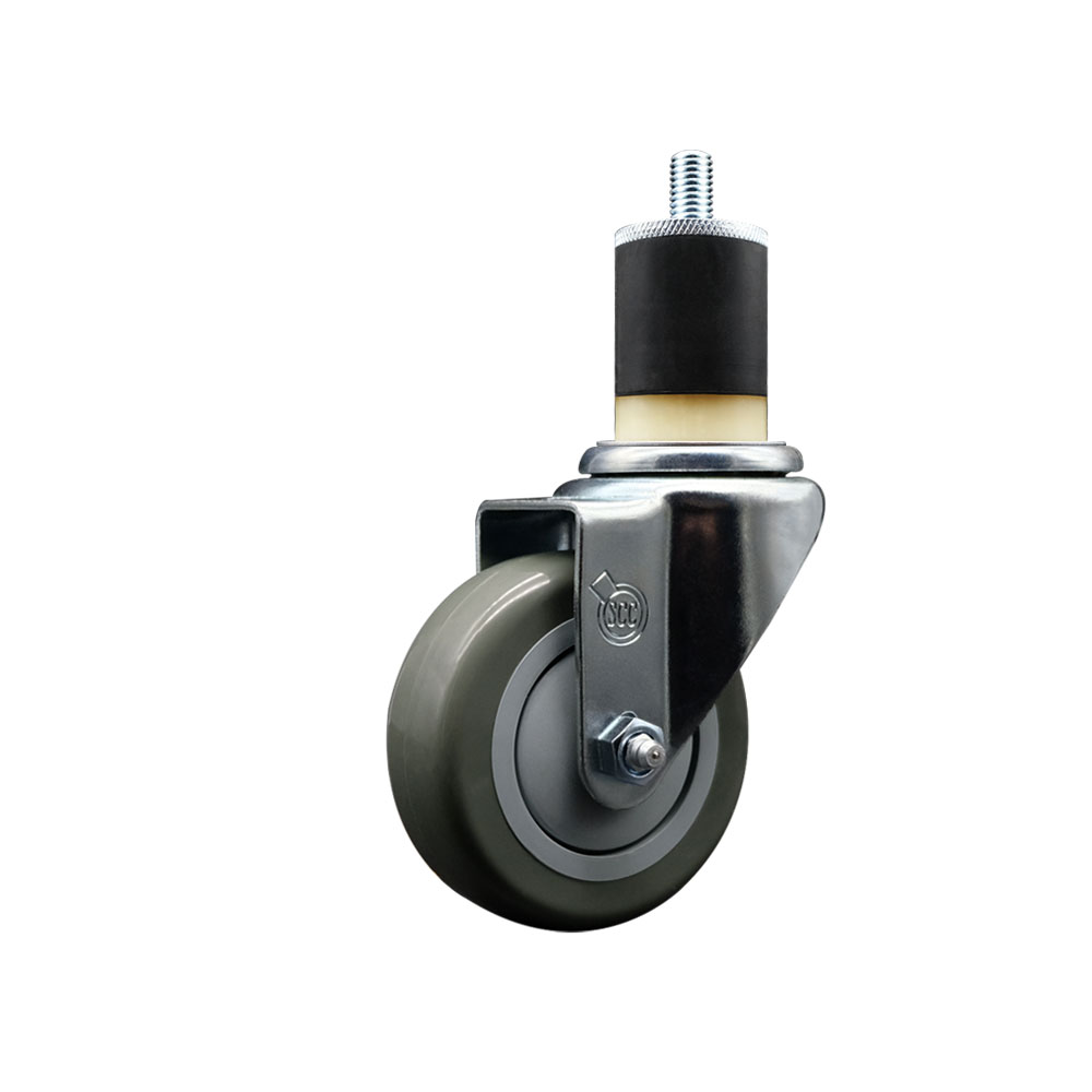 Polyurethane Expanding Stem Swivel Caster with 3.5 Inch Gray Wheel and 1-7/8" Stem - 300 lbs. Capacity Per Caster - Service Caster Brand — photo 1