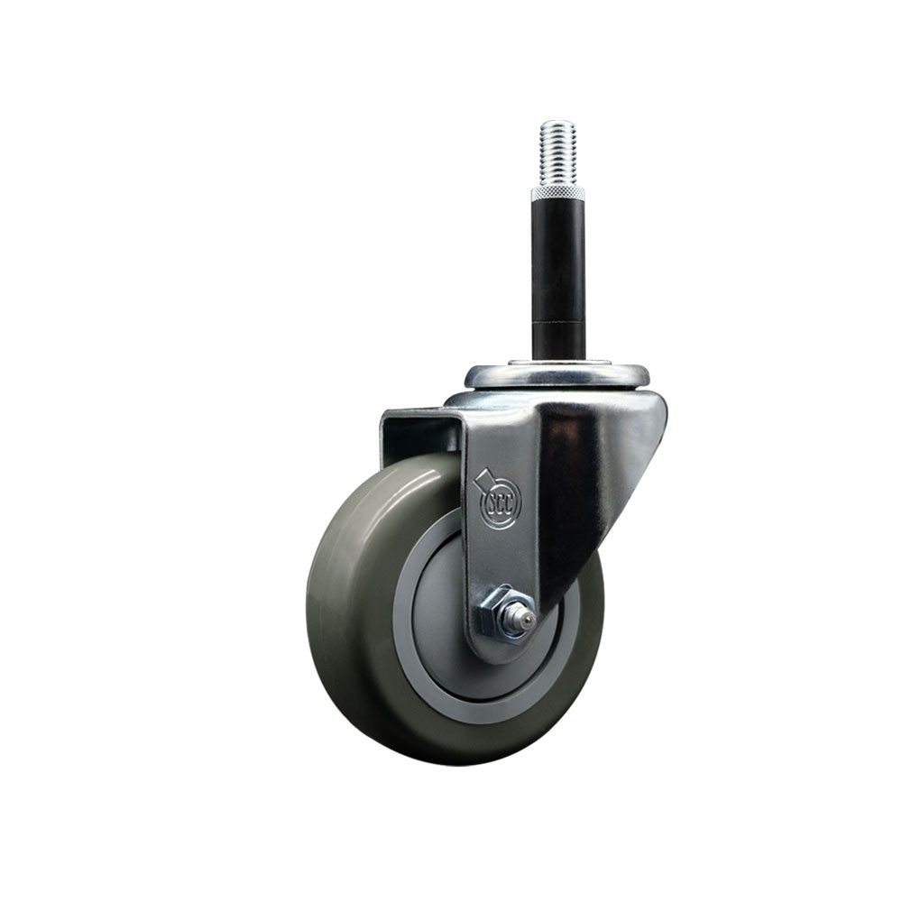 Polyurethane Expanding Stem Swivel Caster with 3.5 Inch Gray Wheel and 3/4" Stem - 300 lbs. Capacity Per Caster - Service Caster Brand — photo 1