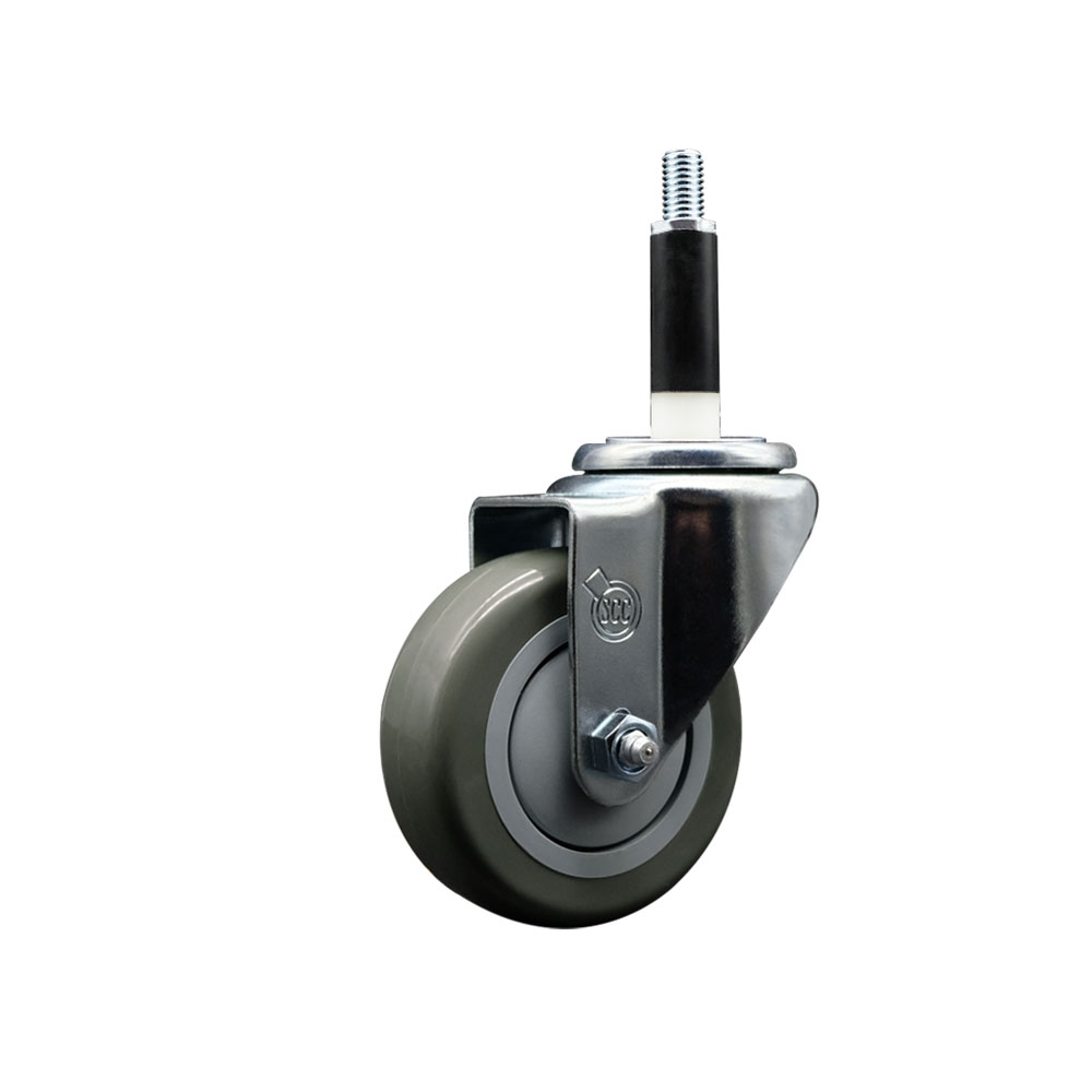 Stainless Steel Polyurethane Expanding Stem Swivel Caster with 3.5 Inch Gray Wheel and 7/8" Stem - 300 lbs. Capacity Per Caster - Service Caster Brand — photo 1