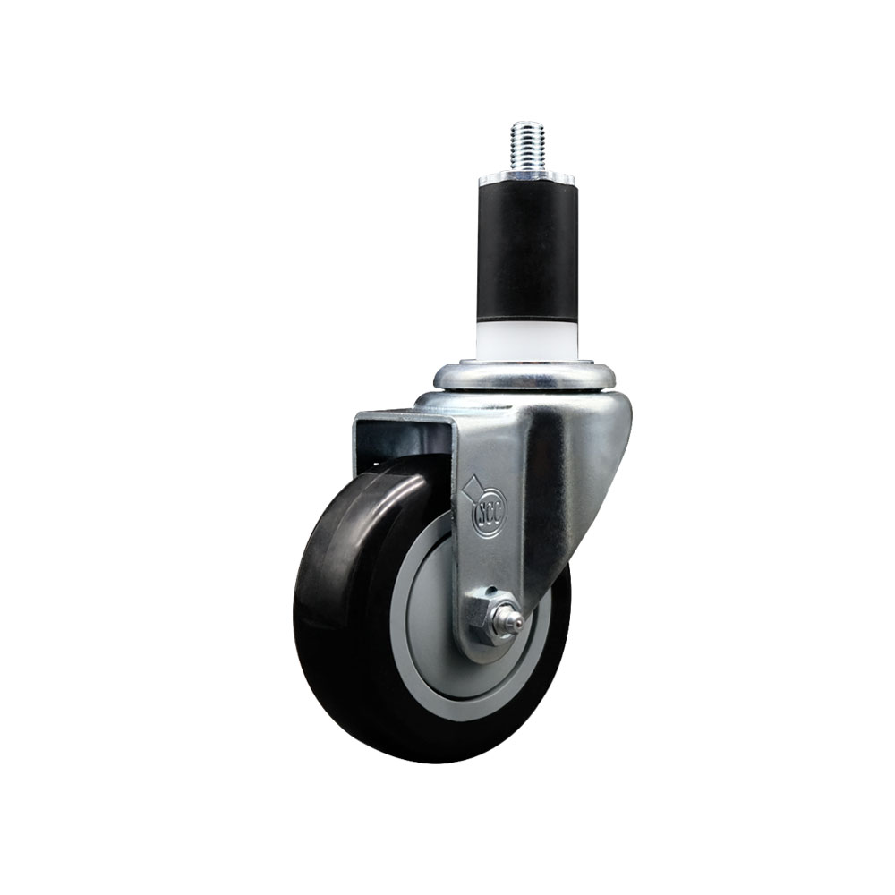 Stainless Steel Polyurethane Expanding Stem Swivel Caster with 3.5 Inch Black Wheel and 1-1/2" Stem - 300 lbs. Capacity Per Caster - Service Caster Brand — photo 1