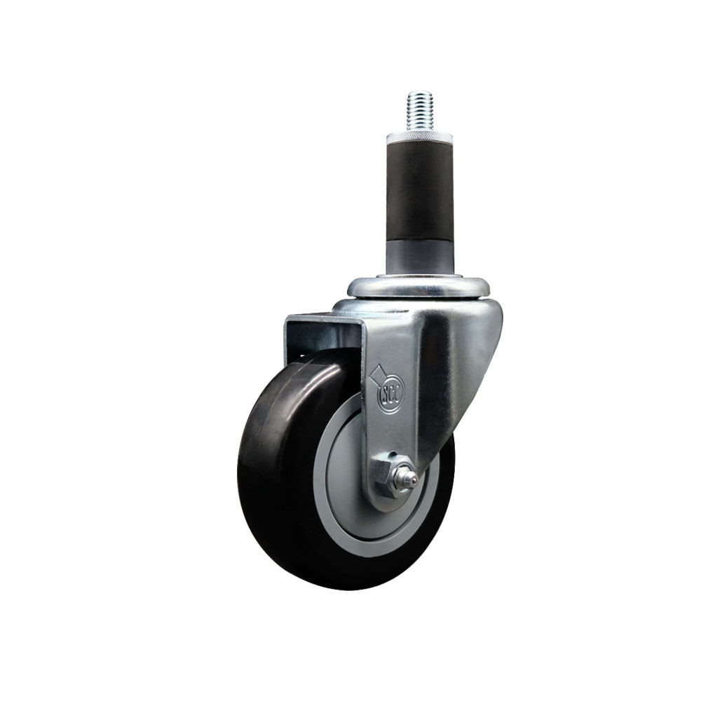 Polyurethane Expanding Stem Swivel Caster with 3.5 Inch Black Wheel and 1-1/4" Stem - 300 lbs. Capacity Per Caster - Service Caster Brand — photo 1