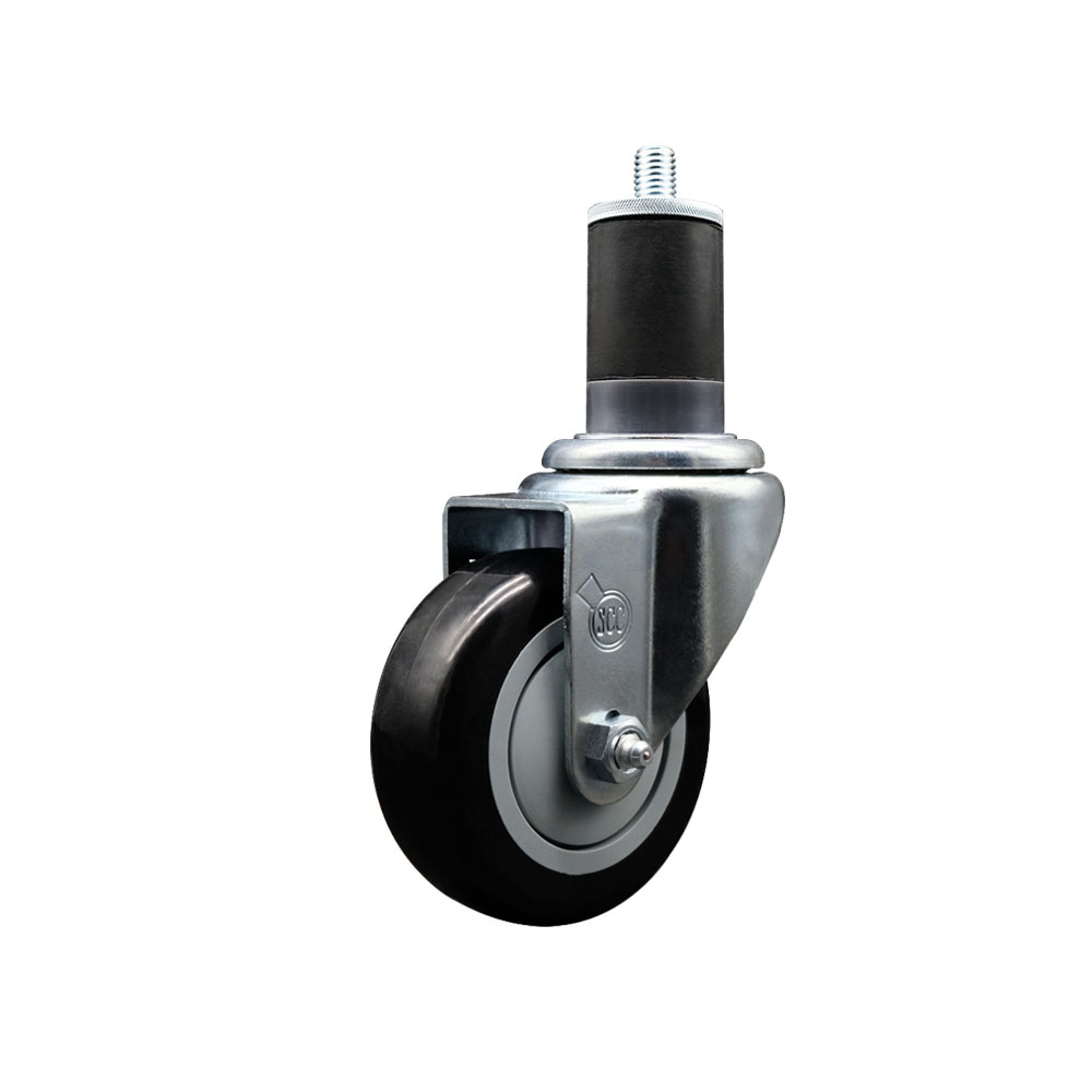 Polyurethane Expanding Stem Swivel Caster with 3.5 Inch Black Wheel and 1-5/8" Stem - 300 lbs. Capacity Per Caster - Service Caster Brand — photo 1
