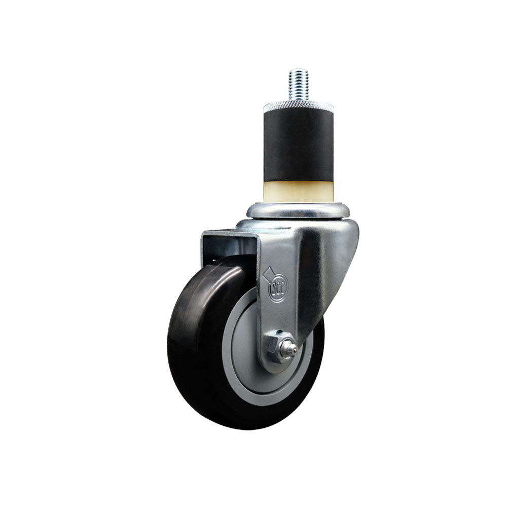 Stainless Steel Polyurethane Expanding Stem Swivel Caster with 3.5 Inch Black Wheel and 1-7/8" Stem - 300 lbs. Capacity Per Caster - Service Caster Brand — photo 1