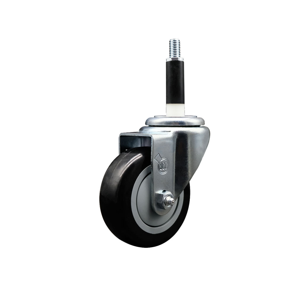 Polyurethane Expanding Stem Swivel Caster with 3.5 Inch Black Wheel and 7/8" Stem - 300 lbs. Capacity Per Caster - Service Caster Brand — photo 1