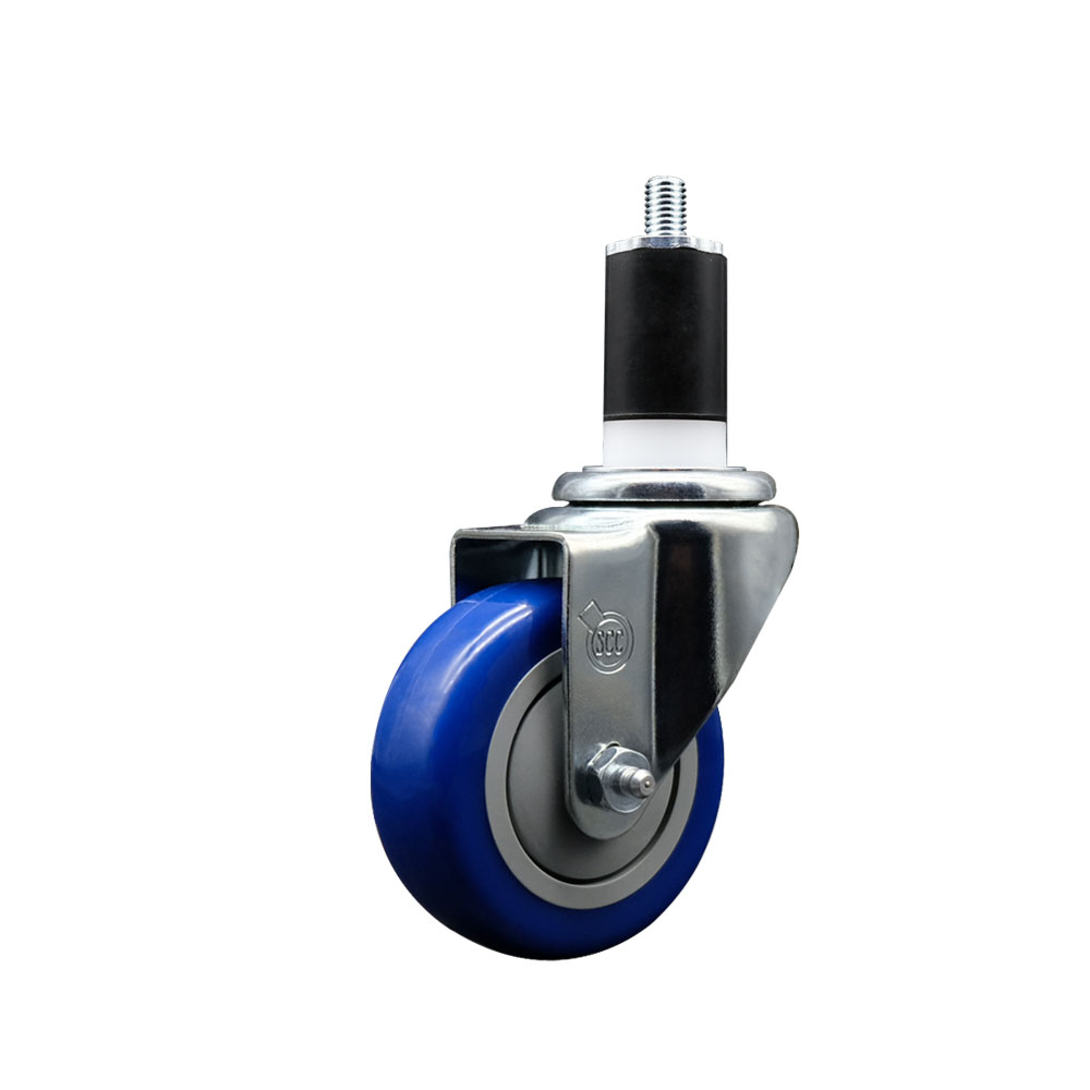 Stainless Steel Polyurethane Expanding Stem Swivel Caster with 3.5 Inch Blue Wheel and 1-1/2" Stem - 300 lbs. Capacity Per Caster - Service Caster Brand — photo 1