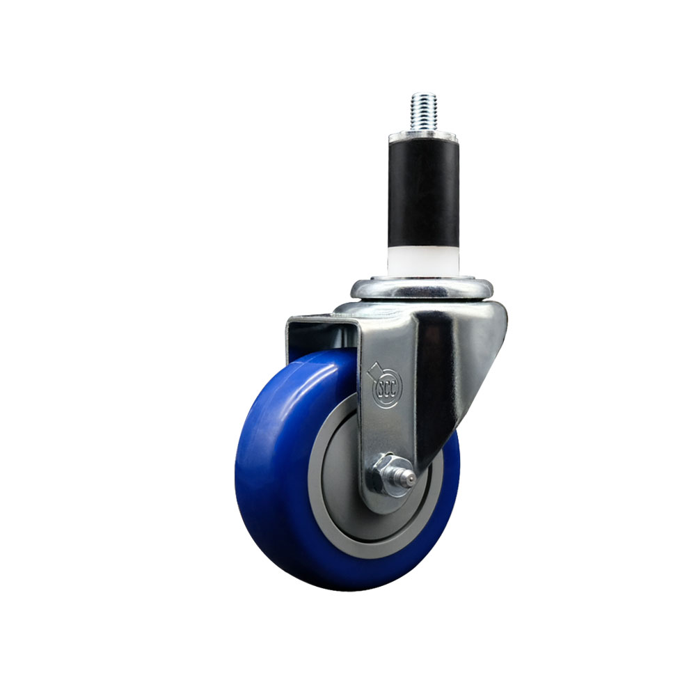 Polyurethane Expanding Stem Swivel Caster with 3.5 Inch Blue Wheel and 1-3/8" Stem - 300 lbs. Capacity Per Caster - Service Caster Brand — photo 1