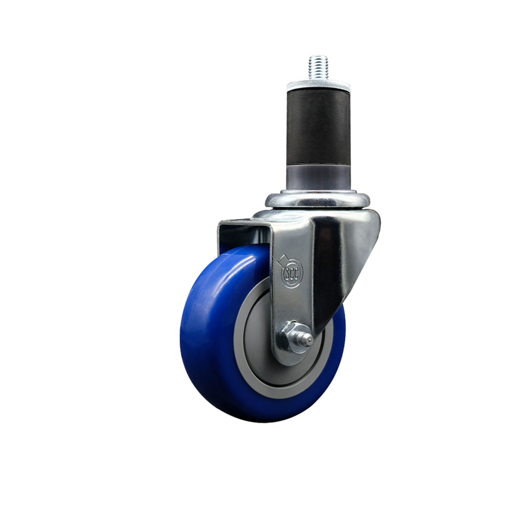 Stainless Steel Polyurethane Expanding Stem Swivel Caster with 3.5 Inch Blue Wheel and 1-5/8" Stem - 300 lbs. Capacity Per Caster - Service Caster Brand — photo 1