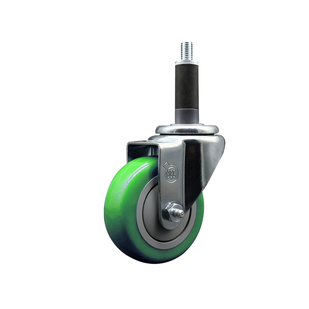 Polyurethane Expanding Stem Swivel Caster with 3.5 Inch Green Wheel and 1" Stem - 300 lbs. Capacity Per Caster - Service Caster Brand — photo 1