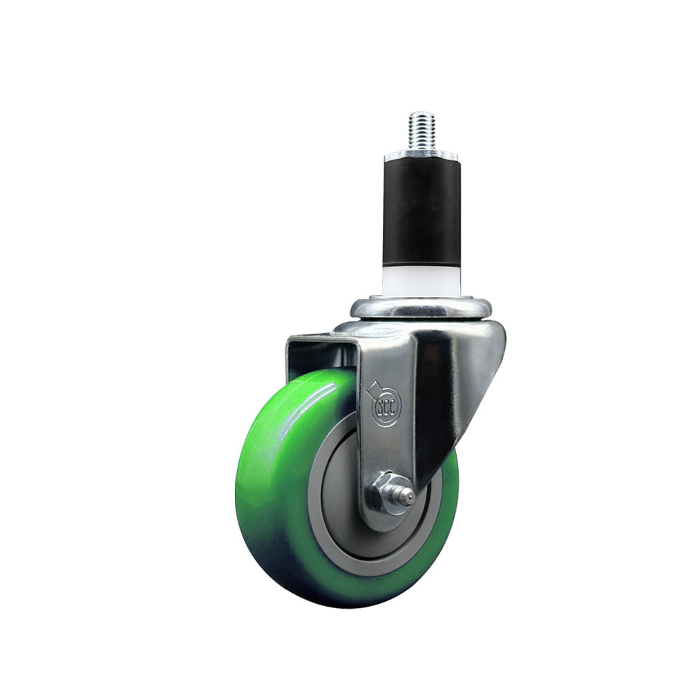 Polyurethane Expanding Stem Swivel Caster with 3.5 Inch Green Wheel and 1-1/2" Stem - 300 lbs. Capacity Per Caster - Service Caster Brand — photo 1