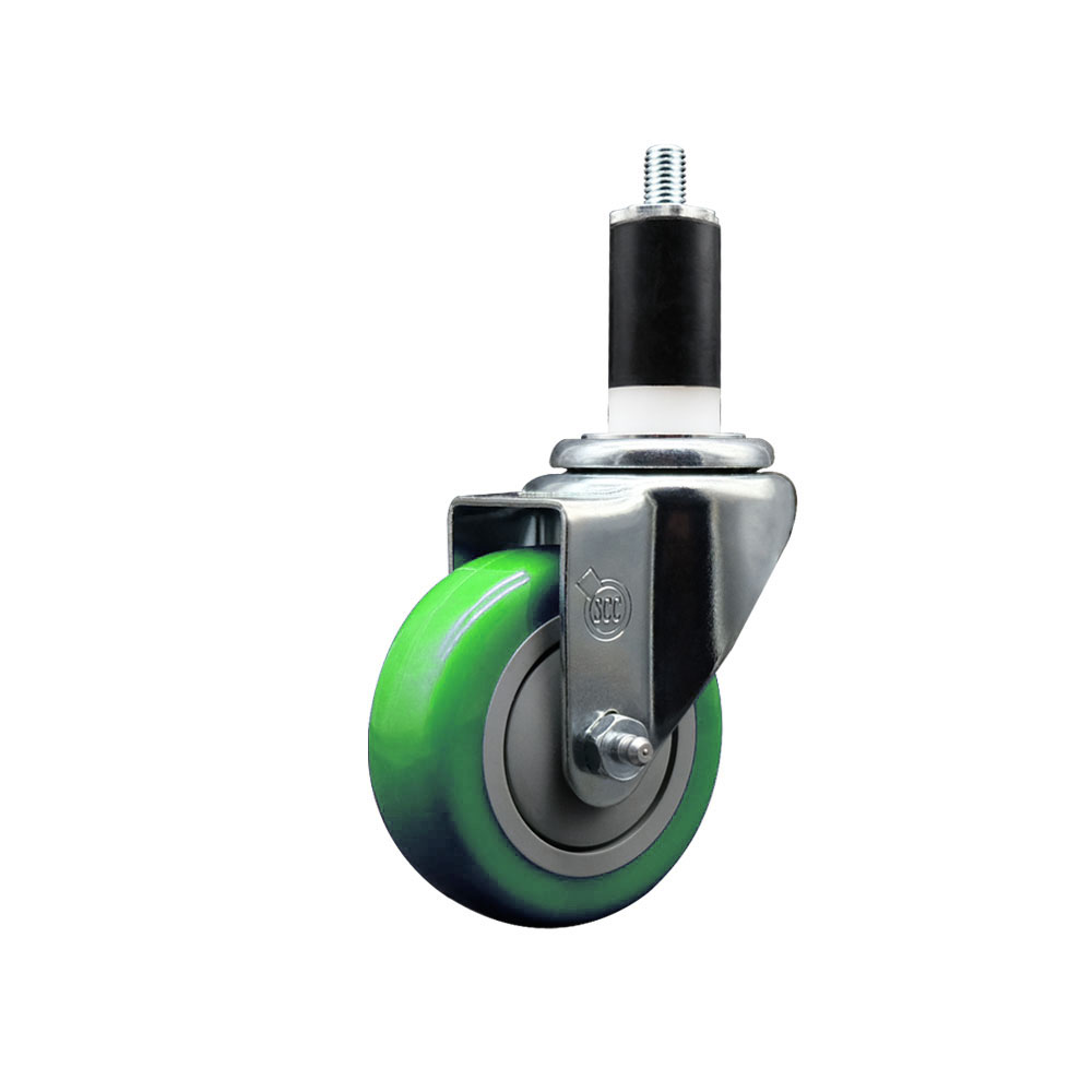 Polyurethane Expanding Stem Swivel Caster with 3.5 Inch Green Wheel and 1-3/8" Stem - 300 lbs. Capacity Per Caster - Service Caster Brand — photo 1