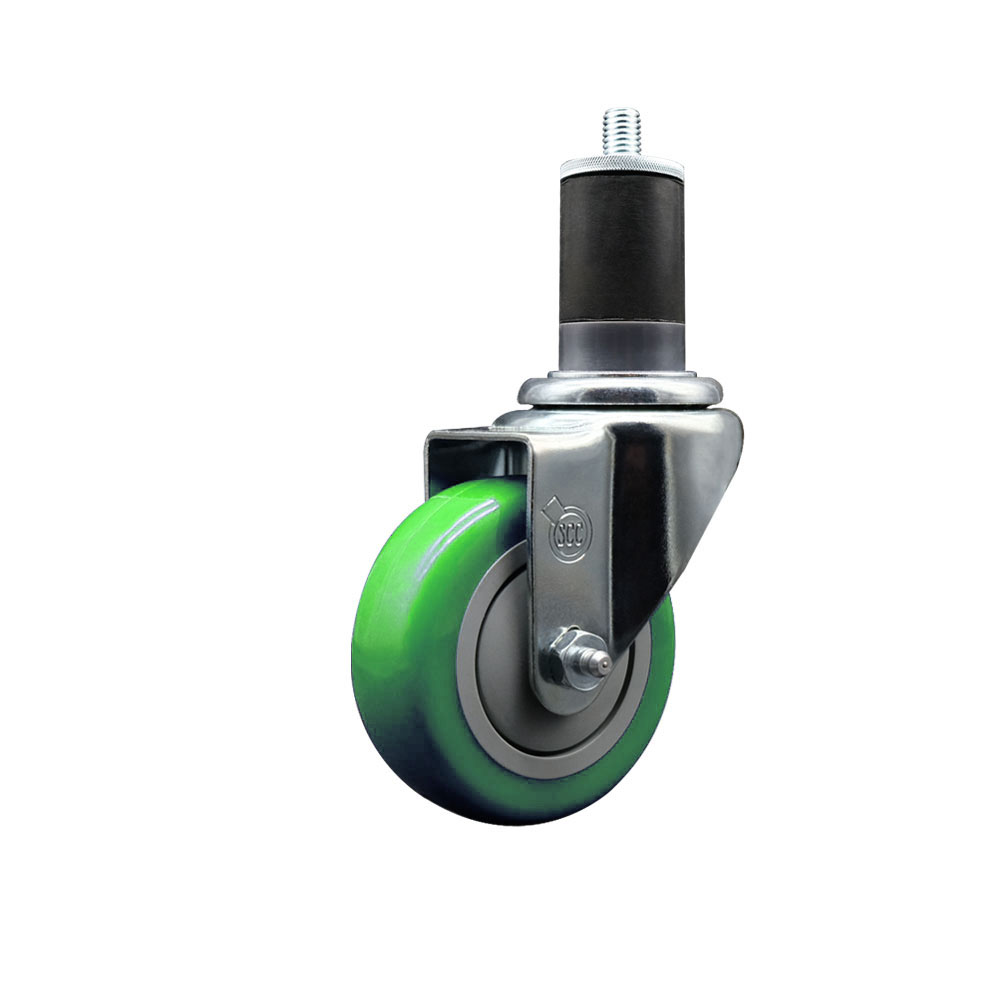 Polyurethane Expanding Stem Swivel Caster with 3.5 Inch Green Wheel and 1-5/8" Stem - 300 lbs. Capacity Per Caster - Service Caster Brand — photo 1