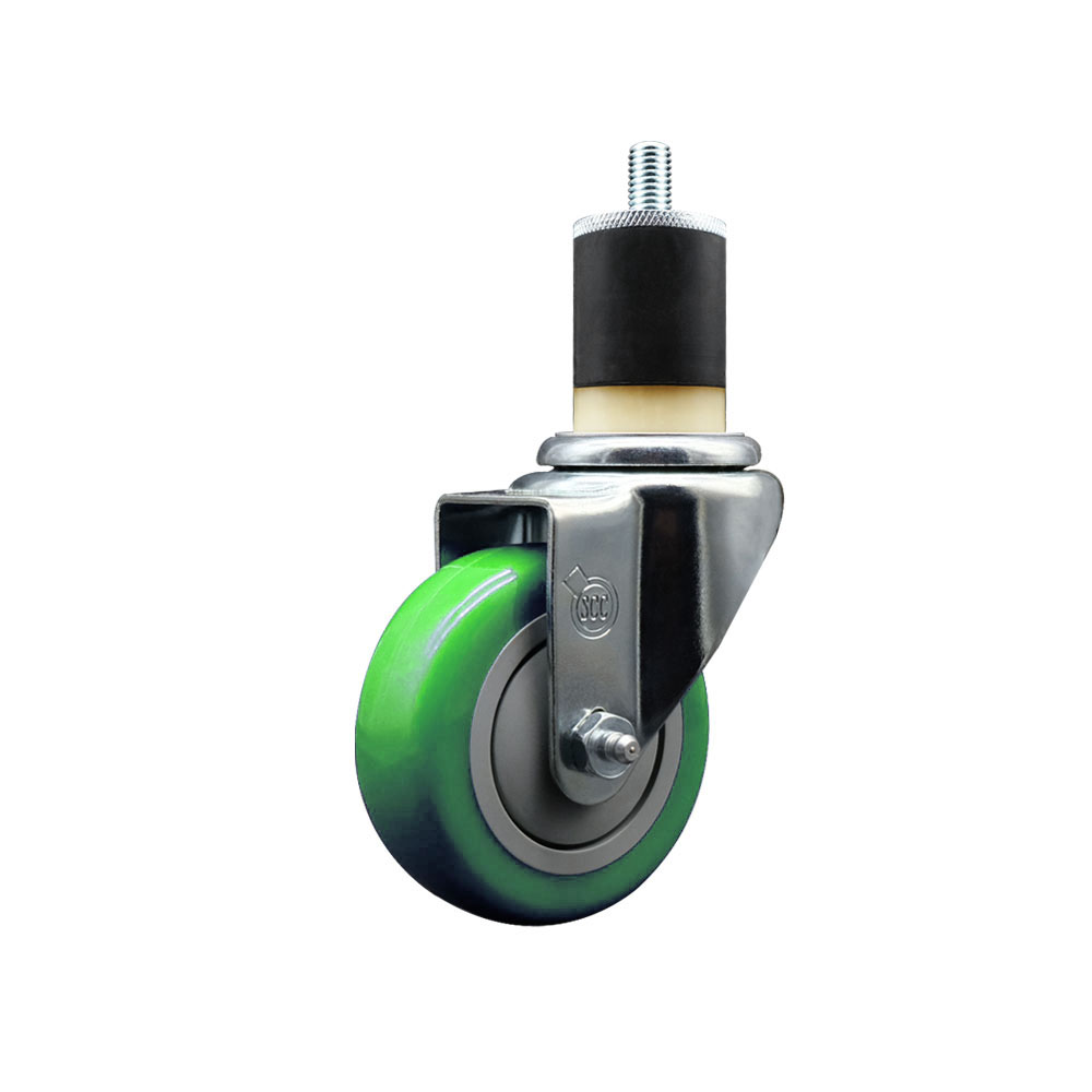 Polyurethane Expanding Stem Swivel Caster with 3.5 Inch Green Wheel and 1-7/8" Stem - 300 lbs. Capacity Per Caster - Service Caster Brand — photo 1