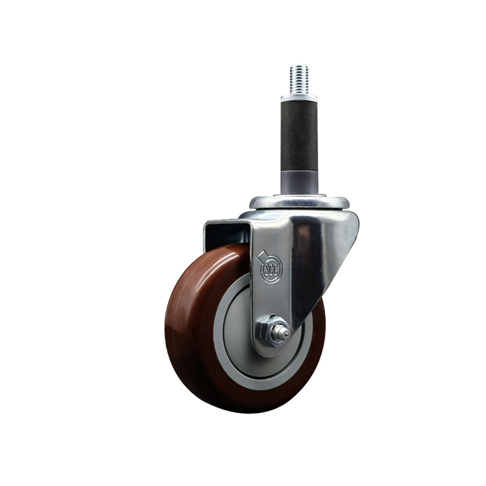 Polyurethane Expanding Stem Swivel Caster with 3.5 Inch Maroon Wheel and 1" Stem - 300 lbs. Capacity Per Caster - Service Caster Brand — photo 1