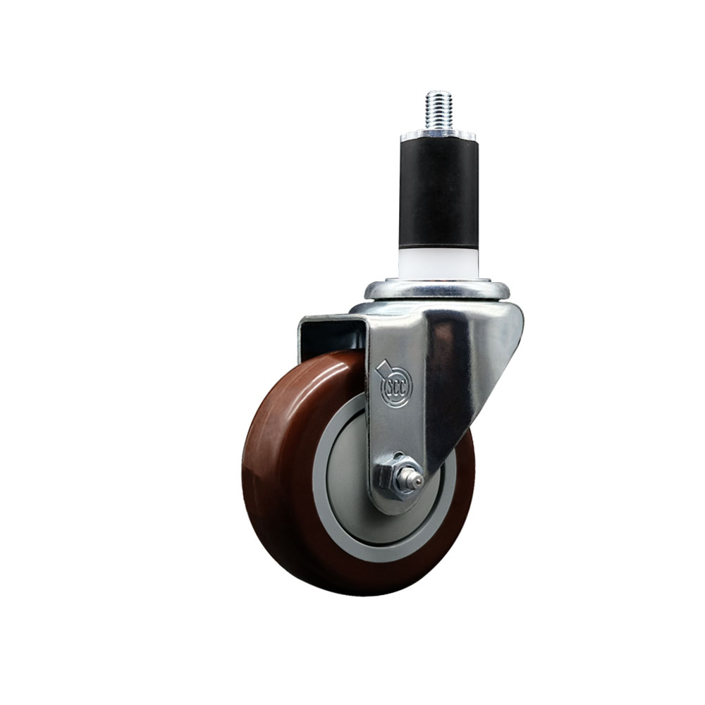 Stainless Steel Polyurethane Expanding Stem Swivel Caster with 3.5 Inch Maroon Wheel and 1-1/2" Stem - 300 lbs. Capacity Per Caster - Service Caster Brand — photo 1