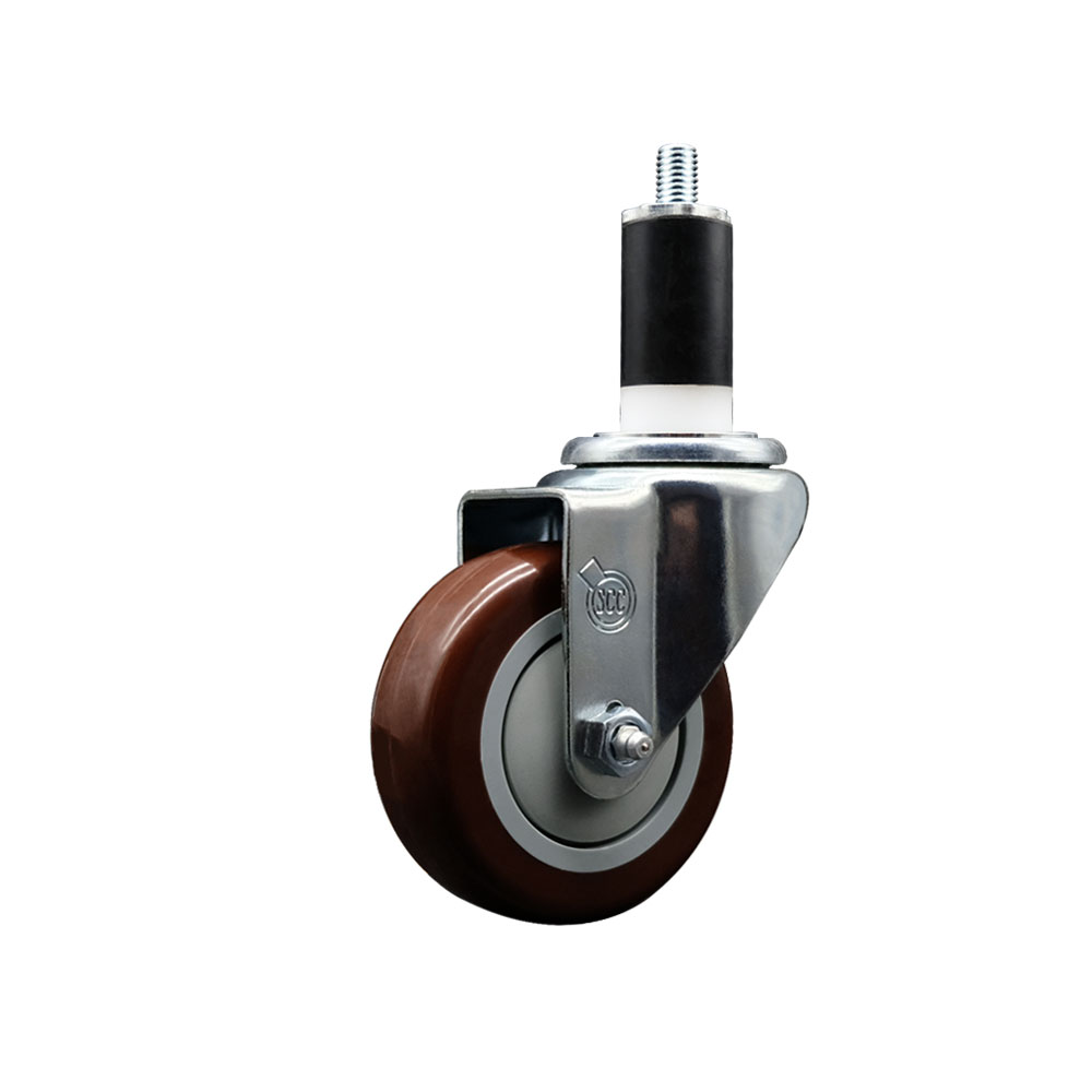 Polyurethane Expanding Stem Swivel Caster with 3.5 Inch Maroon Wheel and 1-3/8" Stem - 300 lbs. Capacity Per Caster - Service Caster Brand — photo 1