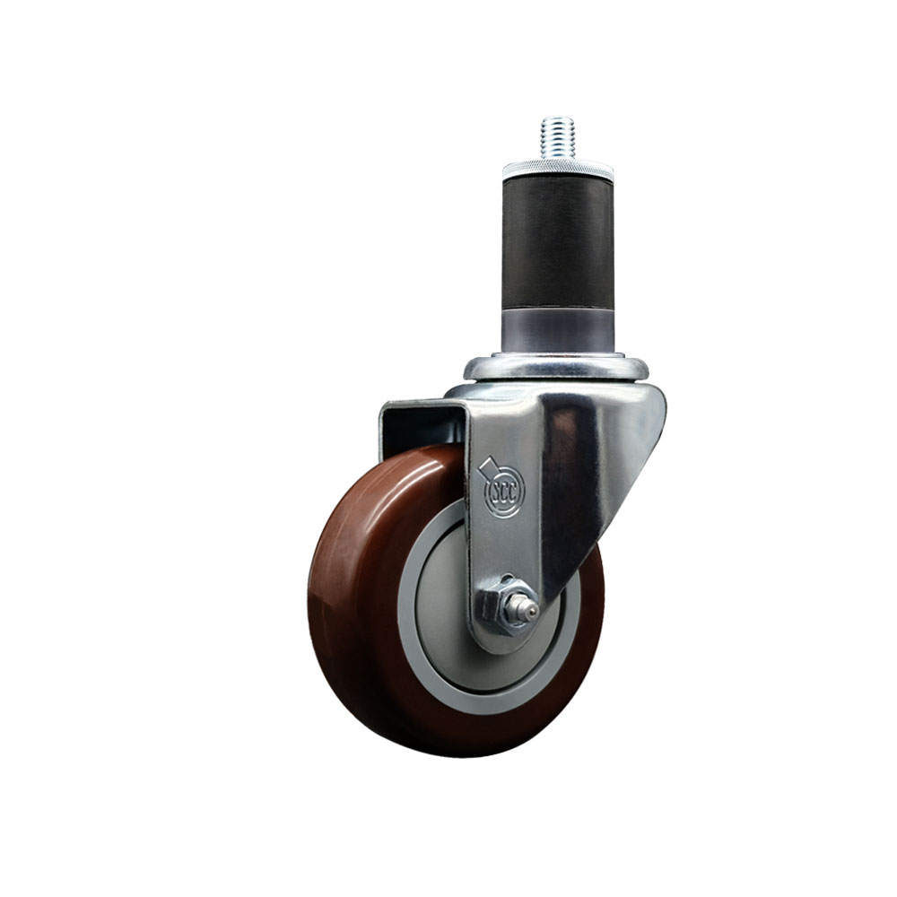 Polyurethane Expanding Stem Swivel Caster with 3.5 Inch Maroon Wheel and 1-5/8" Stem - 300 lbs. Capacity Per Caster - Service Caster Brand — photo 1