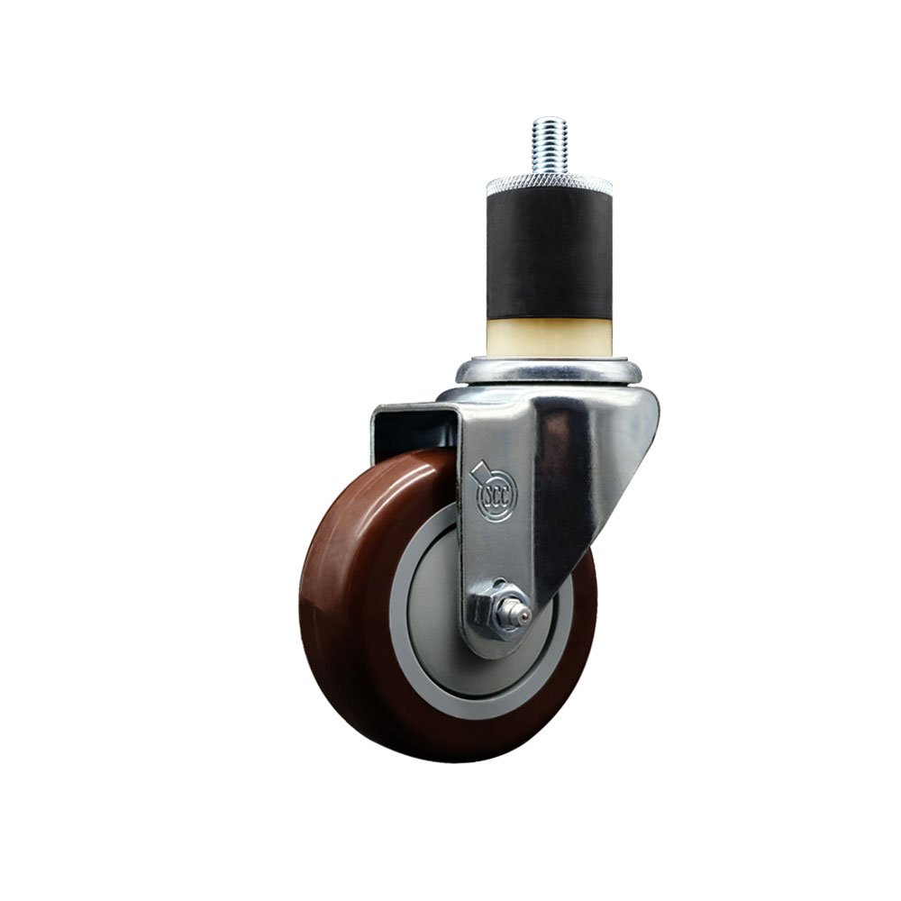 Polyurethane Expanding Stem Swivel Caster with 3.5 Inch Maroon Wheel and 1-7/8" Stem - 300 lbs. Capacity Per Caster - Service Caster Brand — photo 1