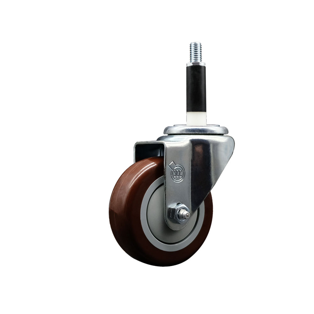 Polyurethane Expanding Stem Swivel Caster with 3.5 Inch Maroon Wheel and 7/8" Stem - 300 lbs. Capacity Per Caster - Service Caster Brand — photo 1