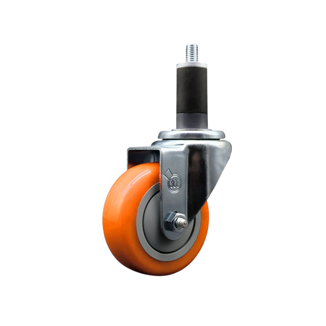 Stainless Steel Polyurethane Expanding Stem Swivel Caster with 3.5 Inch Orange Wheel and 1-1/4" Stem - 300 lbs. Capacity Per Caster - Service Caster Brand — photo 1