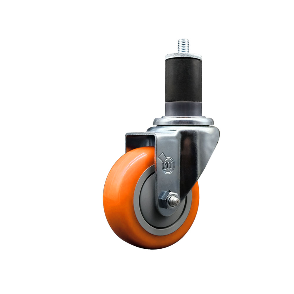 Polyurethane Expanding Stem Swivel Caster with 3.5 Inch Orange Wheel and 1-5/8" Stem - 300 lbs. Capacity Per Caster - Service Caster Brand — photo 1