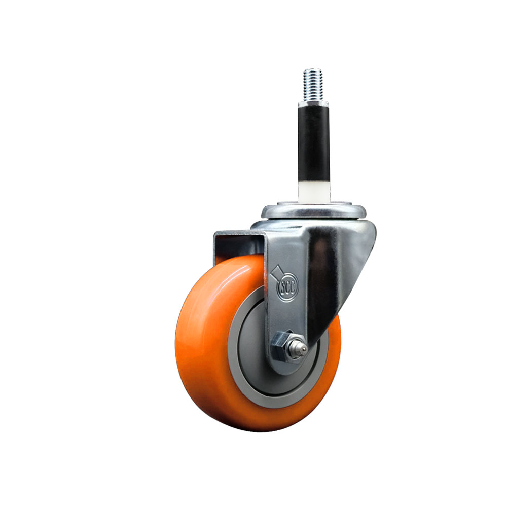 Polyurethane Expanding Stem Swivel Caster with 3.5 Inch Orange Wheel and 7/8" Stem - 300 lbs. Capacity Per Caster - Service Caster Brand — photo 1